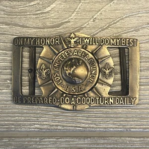 los angeles Boy scout of america vintage brass BUCKLE - Picture 1 of 5