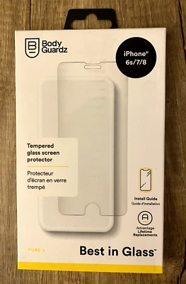 Protector de pantalla de cristal BodyGuardz Pure2 iPhone 6S - 7 - 8, transparente, sellado de fábrica Foto 1 de 2