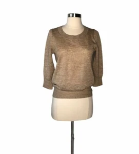 Maglione donna J.Crew lana metallizzata taglia XS manica 3/4 casual beige casual - Foto 1 di 4