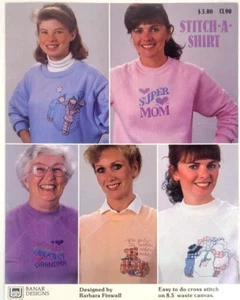 Banar Designs STITCH-A-SHIRT Cross Stitch on Waste Canvas 5 Designs - Picture 1 of 6