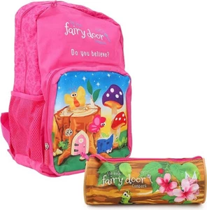 Rosa Rucksack mit Federmäppchen Set - Fairy Door - Schulranzenrucksack - m5 xmas - Bild 1 von 14