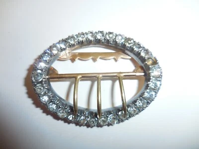 Vintage E.G. Hebilla de cinturón de metal y pasta de tres puntas marcadas - Falta 1 piedra Foto 1 de 4