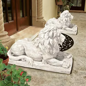 Statua sentinella leone maniero Lyndhurst: set di due decorazioni giardino cortile esterno - Foto 1 di 4