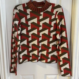 TORN BY RONNY KOBO Medium KNIT SWEATER Soft Geometric Orange Cream - Picture 1 of 5