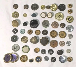 Vintage Antique Metal Buttons Lot Copper Brass Novelty Various Sizes Pairs 50+  - Picture 1 of 17