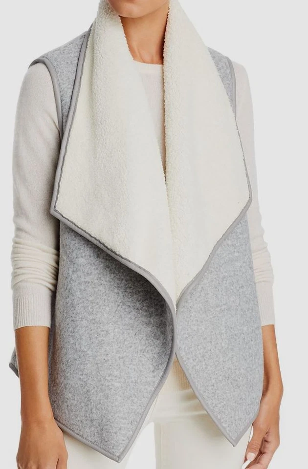 $128 Bagatelle Mujer Gris Polar Drapeado Frente Abierto Chaleco Abrigo Chaqueta Talla L Foto 1 de 1
