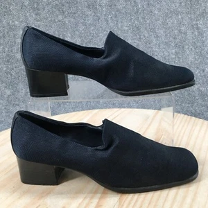 Aerosoles Heels Womens 8 M Stack It Pump Blue Fabric Slip On Square Toe Casual - Picture 1 of 18
