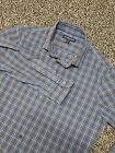 Mizzen Main Mens Xl Leeward Trim Fit Blue Plaid Long Sleeve Button Performance