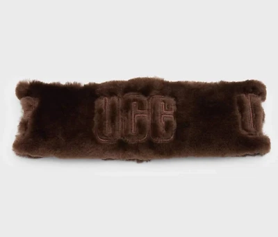Diadema UGG Marrón Logo Expuesto Piel de Oveja Bordada Cedro Quemado S/M NUEVA Foto 1 de 4
