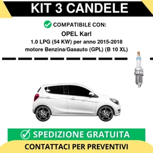 KIT 3 CANDELE per OPEL Karl 1.0 LPG 54 kw anno 2015-2018 - Foto 1 di 2