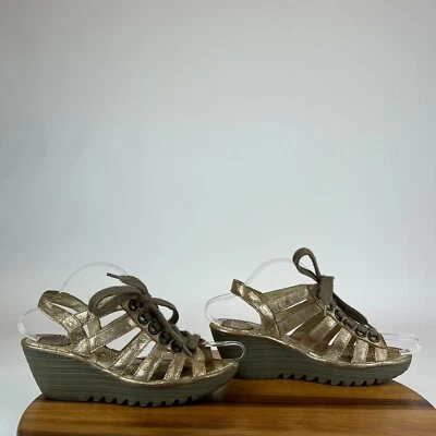 Mujer Fly London Tacón Metálico Cuña Peep Toes Tacones Zapatos EUR 38 US 7.5-8 M Foto 1 de 4