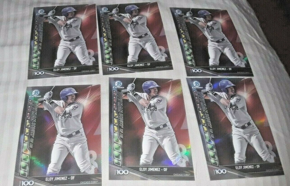 (6) ELOY JIMENEZ 2017 BOWMAN CHROME SCOUTS TOP 100 RC REFRACTOR #BTP8 CUBS* - Image 1 of 1