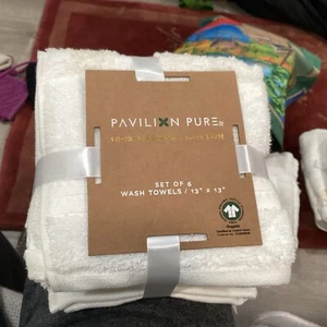 SET OF 2 New PAVILION PURE 100% Organic Cotton Hand Towels White - Picture 1 of 8