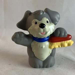 Fisher Price Little People GRAY PUPPY DOG with CAR WASH BRUSH - Picture 1 of 6