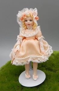 Vtg OOAK Porcelain Victorian Little Girl Doll Artisan Dollhouse Miniature 1:12 - Picture 1 of 14