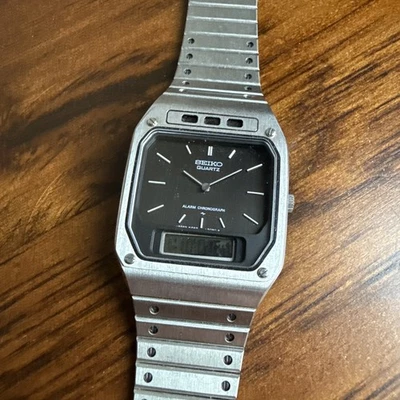 Raro 1980 Vintage Seiko H249-5070 A1 Analógico/Digital Cuarzo Vendedor Muestra Piezas Foto 1 de 3