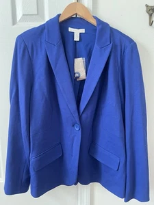 Chico's NEW W/Tag ($129) Sz 2 (M-12) Ponte Blue Grotto Blazer Jacket - Picture 1 of 6