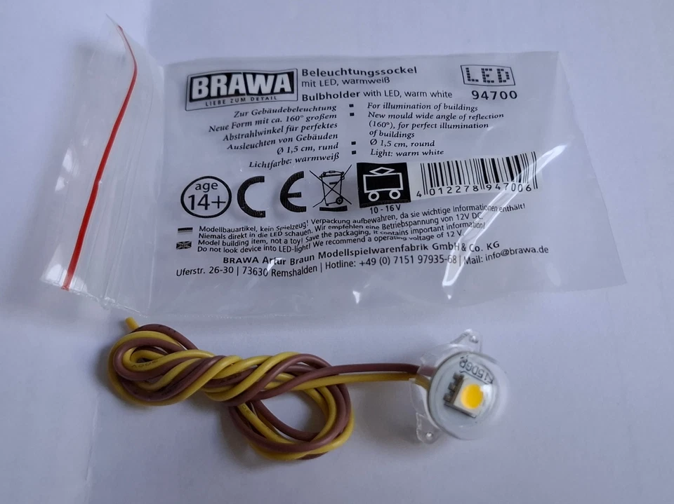 Brawa 94700 Beleuchtungssockel LED, warmweiß, neu+OVP - Bild 1 von 1