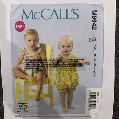 McCalls 6942 Infant Romper Dress (Baby To 81cm) Size Nbn -Xlg Sewing Pattern - Image 1 of 4