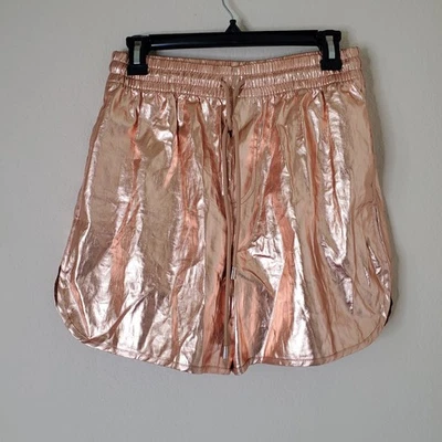 A.L.C. Pantalones Cortos Mujer Ryder Metálicos 100% Lino Oro Rosa Cordón Cintura Talla XS  Foto 1 de 4