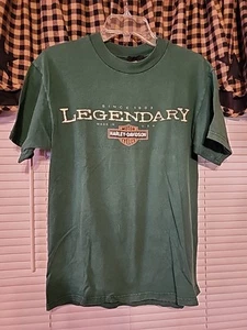 Rochester Minnesota Harley Davidson Double Sided T-Shirt Mens Medium Green - Picture 1 of 8