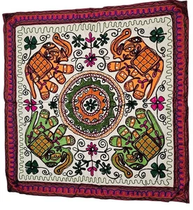 Vintage Boho Patchwork Tapestry Wall Hanging Indian Embroidered Art 35x35" - Picture 1 of 1