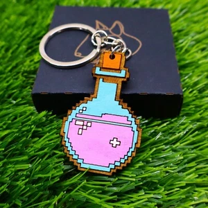 Wooden Magic Potion Keychain, Unique Decor, Custom Key Holder, Creative D&D Gift - Picture 1 of 2