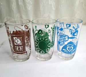 Vintage Kraft Hazel Atlas Antique Kitchen SWANKY SWIGS Juice Glasses ~ Set Of 3 - Picture 1 of 1