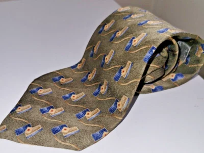 Stafford Olive Green Geometric Silk Necktie - Image 1 of 4