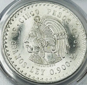 1948 Mo Mexico Silver 5 Peso PCGS MS65 Cuauhtemoc PQ for the grade-PCGS Pop 280 - Picture 1 of 8