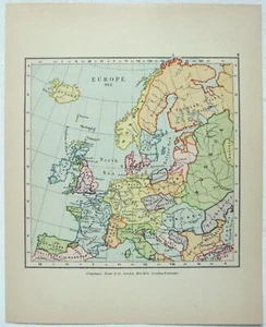 Vintage Longmans Map of Europe in the Year 912 - Picture 1 of 2