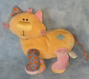 Battat Orange Plush Kitty Cat Patchwork Pink Polka Dot Soft Stuffed Crinkle Toy - Picture 1 of 4