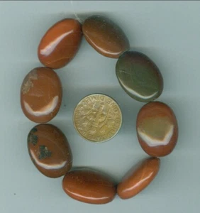 9 cuentas ovaladas planas de jaspe americano natural Idaho Bruneau cuentas de jaspe 15 mm x 18 mm - Imagen 1 de 1