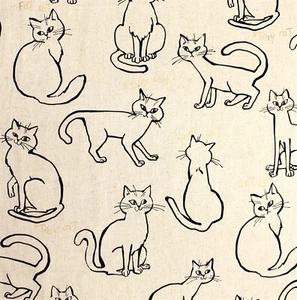 Tela Feline Drive CASA DE CAMPO DE LONA Gatos Cosmo Natural - Se vende por yarda - Imagen 1 de 7