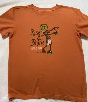 Camiseta Life Is Good Halloween Niños Talla 7-8 Naranja Rise Shine Zombie Foto 1 de 4