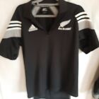 Adidas All Black Mens Rugby Shirt uk 38/40 Rugby Polo Jersey with short zip