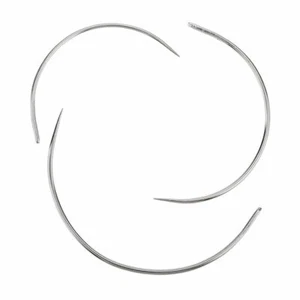 3 Stück Handnadeln Nähnadeln rund Polstern Gebogene Nadel Silber für Leder - Bild 1 von 8