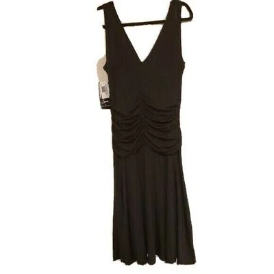 Nuevo Vestido Lennie For Nina Leonard Mujer Pequeño Rouche Negro Cóctel Fiesta Foto 1 de 3