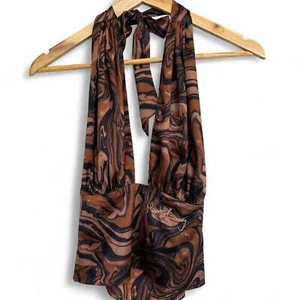 Brown marble House of Sunny halterneck top - Picture 1 of 7