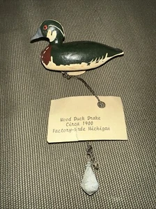 "Miniatura vintage de madera Drake Duck circa 1900 3""" - Imagen 1 de 4