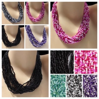 Statement Kette, Blogger, Collier, mehrreihig, Glasperlen, Boho, Modekette, NEU - Bild 1 von 2