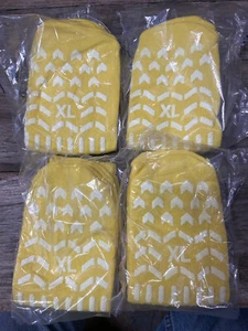 5 Paar Krankenhaus RUTSCHFESTE GELB Anti-Rutsch Socken XL Yoga Rundum Trittflächen sicher - Bild 1 von 4