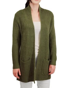 Women's Two Pockets Long Sleeve Open Front Drape Sweater Cardigan Jacket HK8189 - Picture 1 of 25