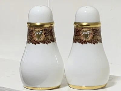 De Lamerie Heavily Gilded Bahrain Crested Winter Leaves Salt & Pepper Shakers - image 1 of 4