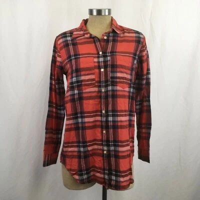 Camisa Joe Fresh Roja a Cuadros Para Mujer Pequeña NUEVA Blusa Top Ligera Botón Frontal Foto 1 de 4