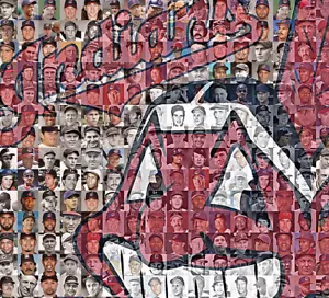 Arte stampa mosaico fotografica Cleveland Indians utilizzando 150 giocatori passati e presenti - Foto 1 di 7