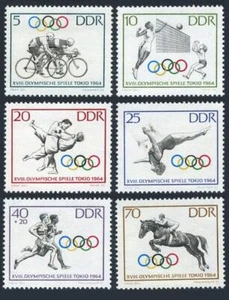 Germany-GDR 706-710,B118, MNH. Mi 1033-1038. Olympics Tokyo-1964.Bicycling,Judo, - Picture 1 of 1