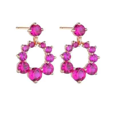 925 Sterling Silver 2-4mm Ruby 5/8'' Earrings Gemstone Rose Gold Plated - Image 1 of 2