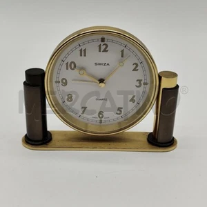 OROLOGIO DA TAVOLO SVEGLIA SWIZA SVEGLIA OTTONE VINTAGE - Imagen 1 de 2