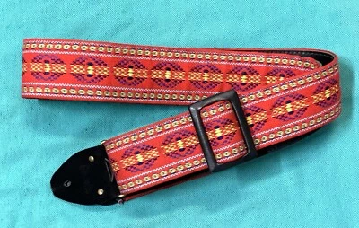 Винтажный классический чехол Gibson с металлической пряжкой с конфетным покрытием в стиле ACE тканый гитарный ремень - Изображение 1 из 4